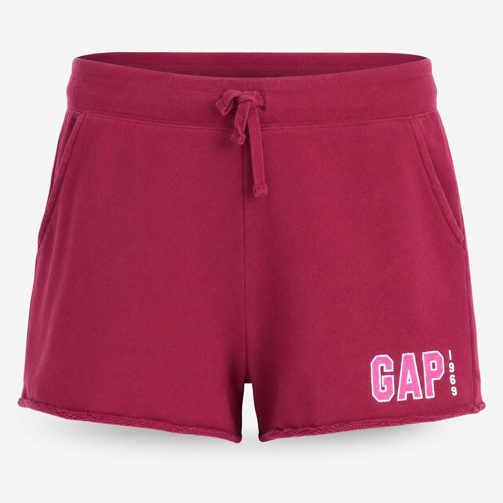 GAP Logo 1969 Fleece Short Size L Fuschia Spellout Y2K Comfy Loungewear Heritage